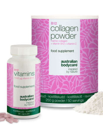 Kollagen   Vitamin B12 Bundle     250 G Kollagenpulver   90 B12 Kapsler ?  Daglig Rutine Med Marint Kollagen  C Vitamin Til Normal Kollagendannelse I Huden Og Højdosis Vitamin B12  1000 ? G