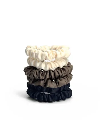 6 Pak Soft Satin Scrunchies Small   Coffee