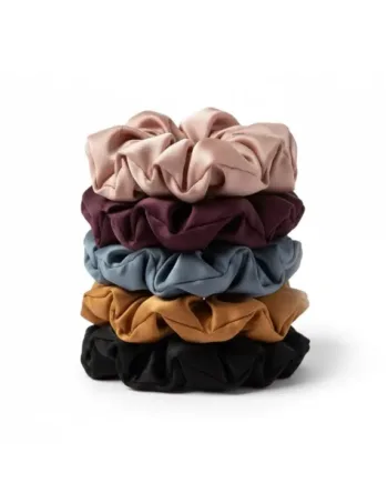 5 Pak Soft Satin Scrunchies Medium   Inka