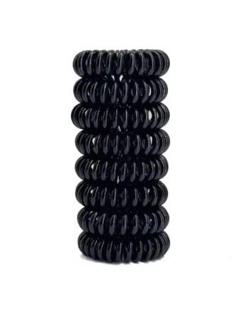 8 Pak Spiral Hårelastikker   Black