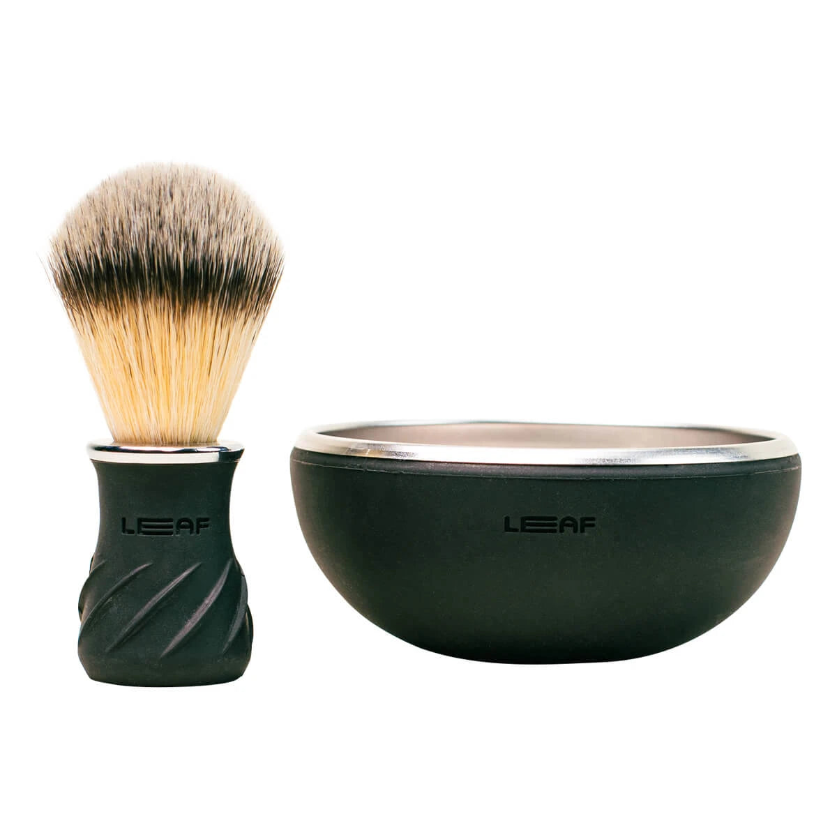 Leaf Shave Sæt Med Barberkost   Barberskål  Sort