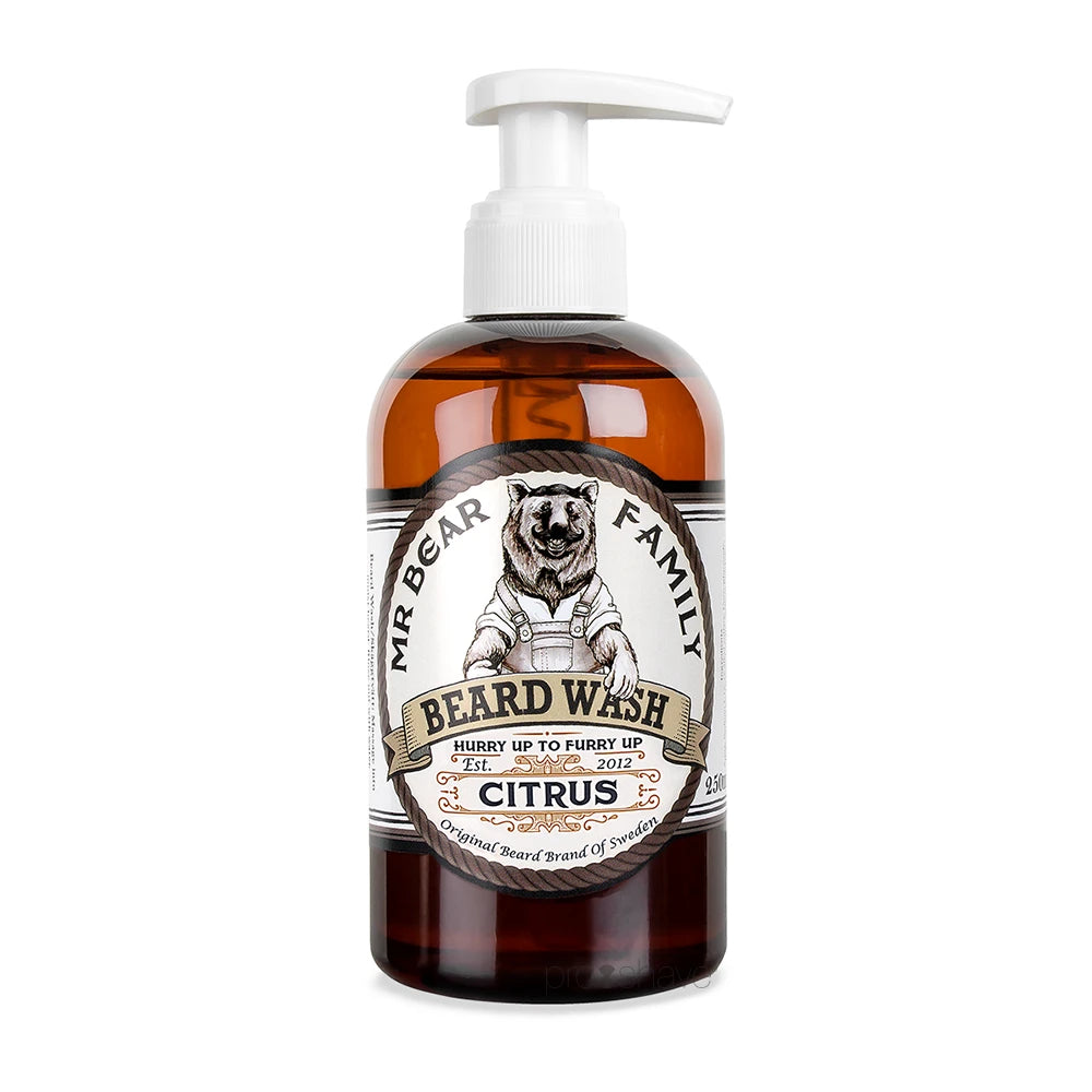 Mr  Bear Skægshampoo  Beard Wash  Citrus  250 Ml