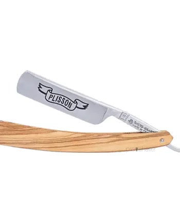 Plisson 1808 Straight Razor  5 8 Round Nose  Oliventræ