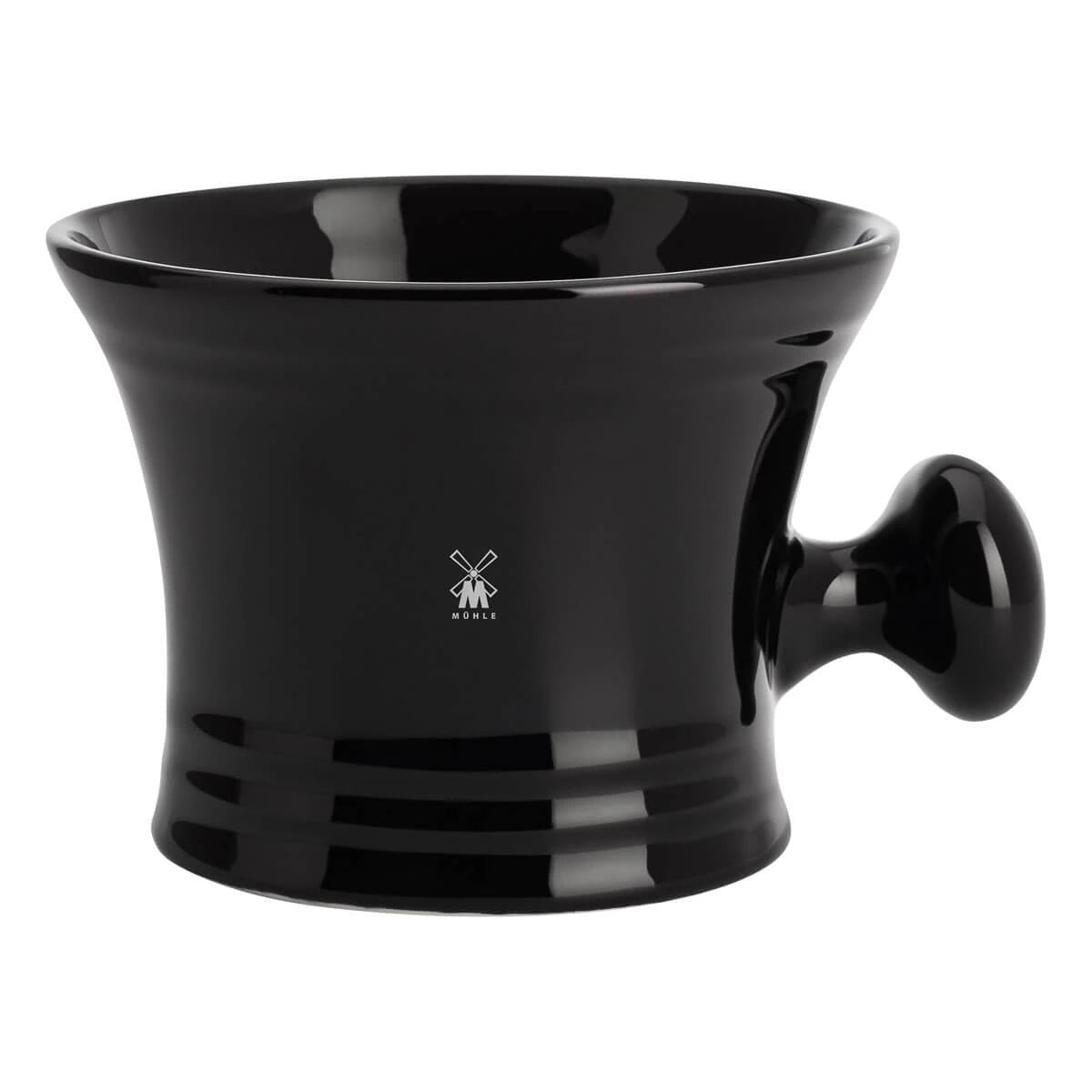 M? Hle Shaving Barberskål I Porcelæn Med Høj Kant Og Håndtag  Sort
