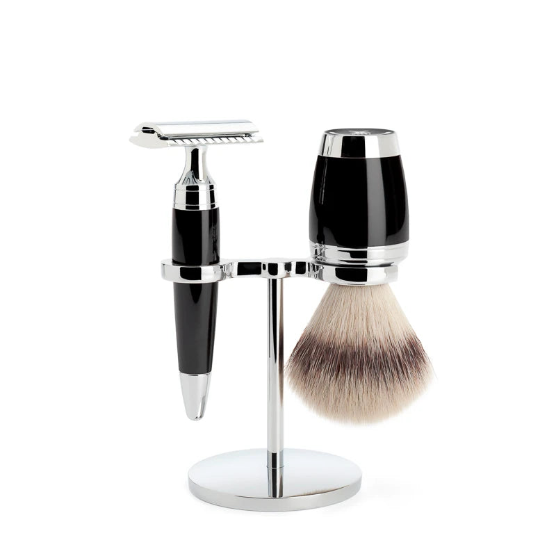 M? Hle Shaving Barbersæt Med De Skraber  Barberkost Og Holder  Stylo  Sort Kunstharpiks