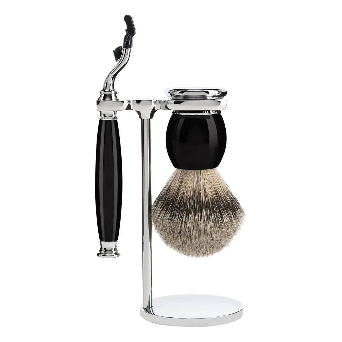 M? Hle Shaving Barbersæt Med Mach3 Skraber  Barberkost Og Holder  Sophist  Sort Kunstharpiks