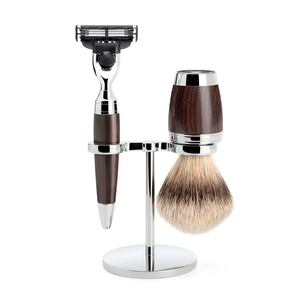 M? Hle Shaving Barbersæt Med Mach3 Skraber  Barberkost Og Holder  Stylo  African Blackwood