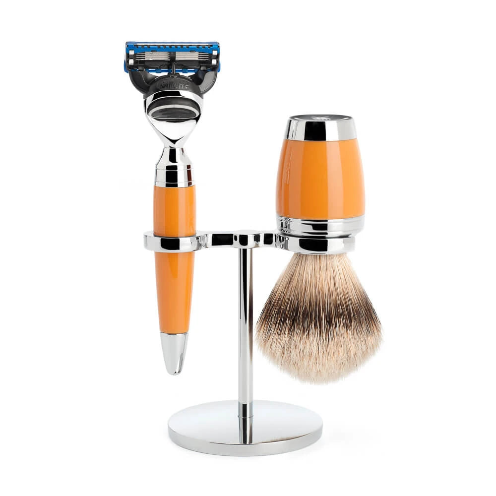 M? Hle Shaving Barbersæt Med Skraber  Silvertip Barberkost Og Holder  Stylo  Butterscotch