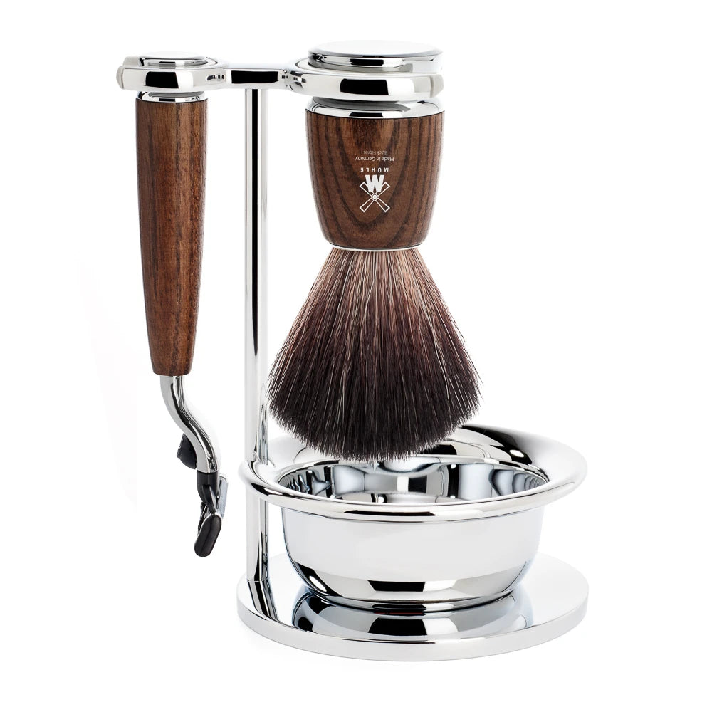 M? Hle Shaving Barbersæt Med Mach3 Skraber  Børste  Holder Og Skål  Rytmo  Ask