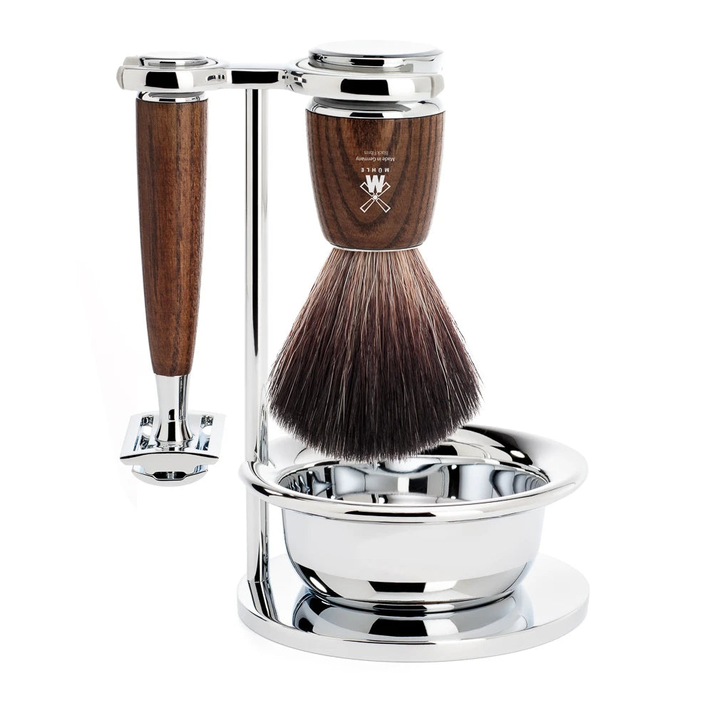 M? Hle Shaving Barbersæt Med De Skraber  Fibre Barberkost  Holder Og Skål  Rytmo  Ask