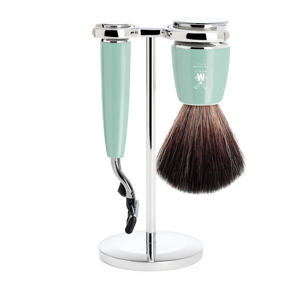 M? Hle Shaving Barbersæt Med Mach3 Skraber  Fibre Barberkost Og Holder  Rytmo  Mintgrøn