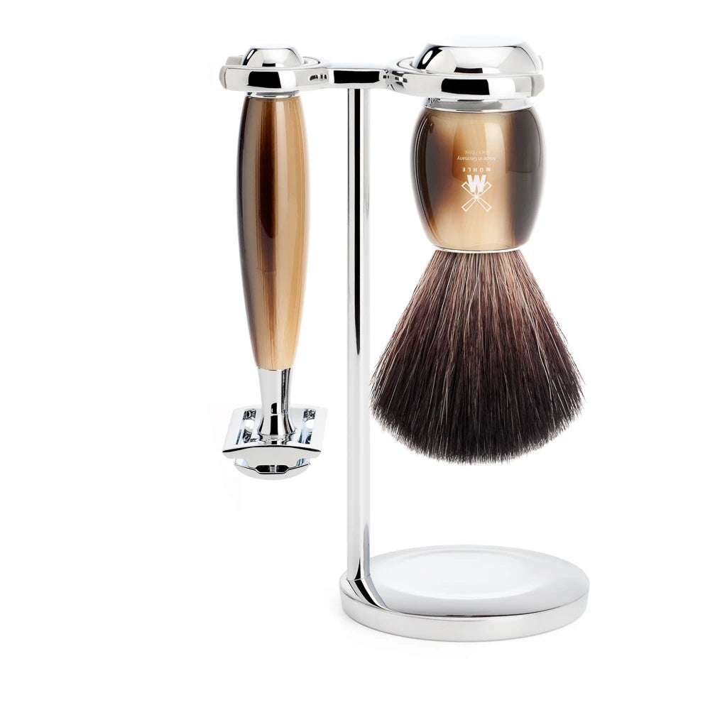 M? Hle Shaving Barbersæt Med De Skraber  Fibre Barberkost Og Holder  Vivo  Brunt Horn