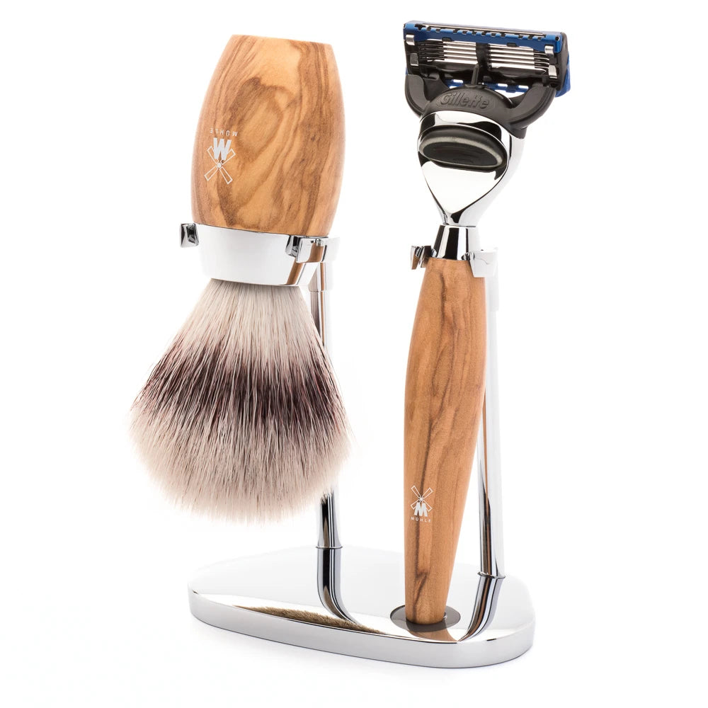 M? Hle Shaving Barbersæt Med Skraber  Barberkost Og Holder  Kosmo  Oliventræ