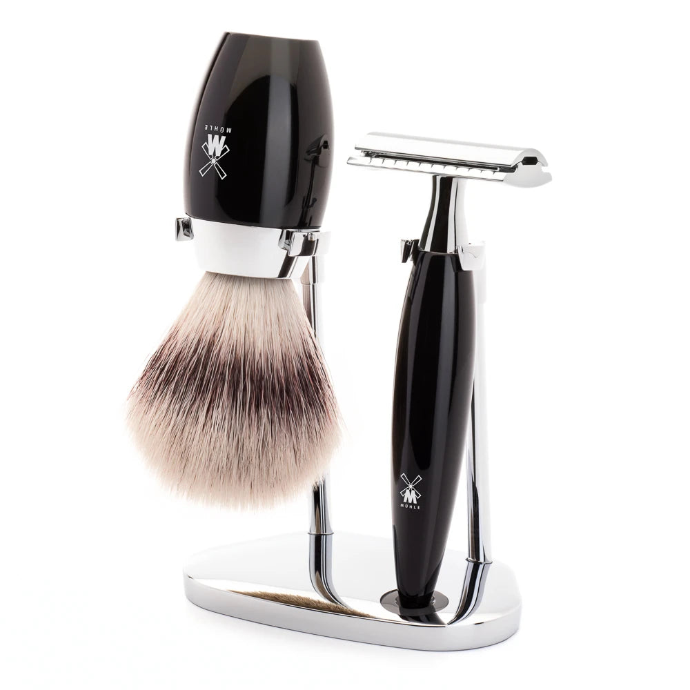 M? Hle Shaving Barbersæt Med De Skraber  Barberkost Og Holder  Kosmo  Sort Kunstharpiks