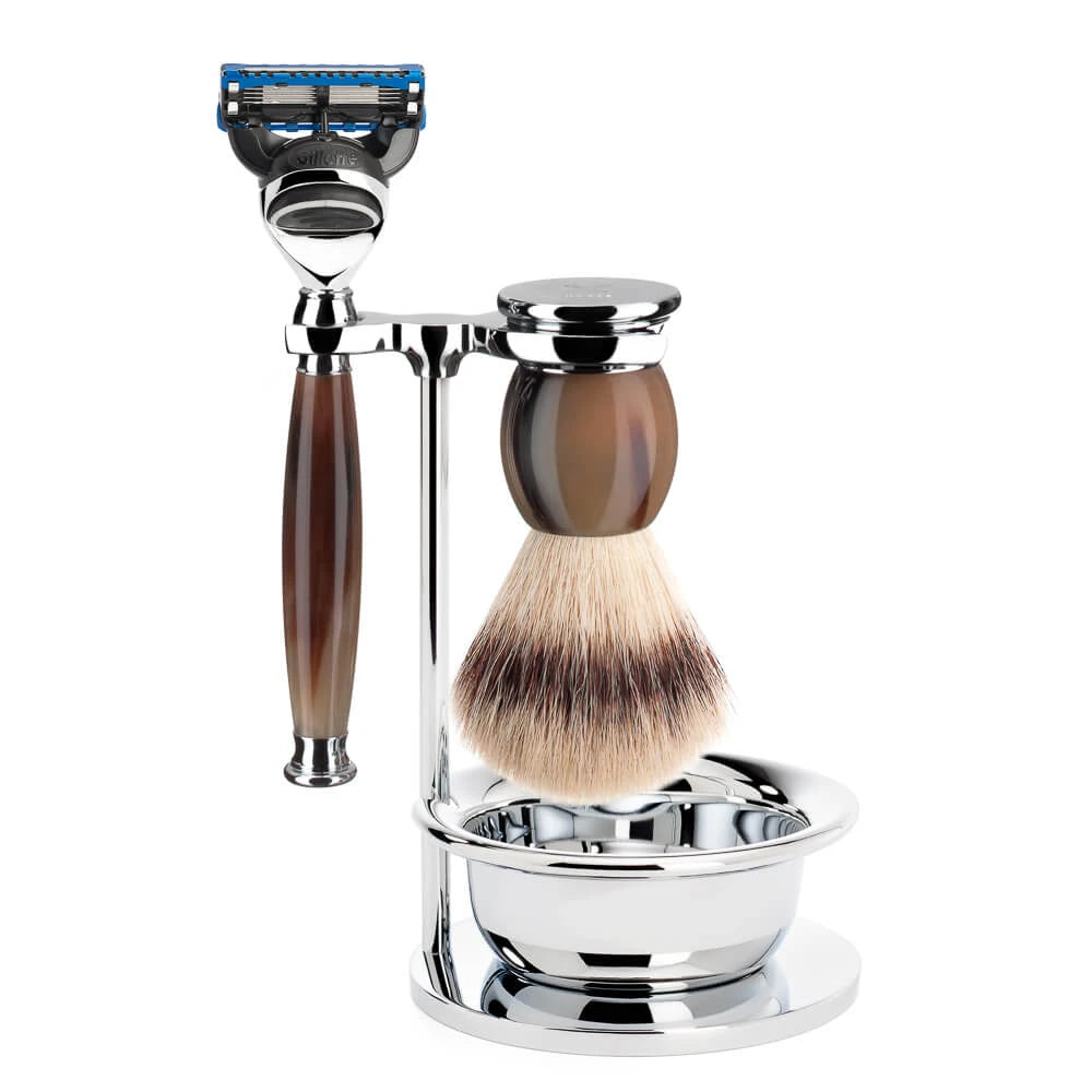 M? Hle Shaving Barbersæt Med Skraber  Barberkost  Holder Og Skål  Sophist  Genuine Horn