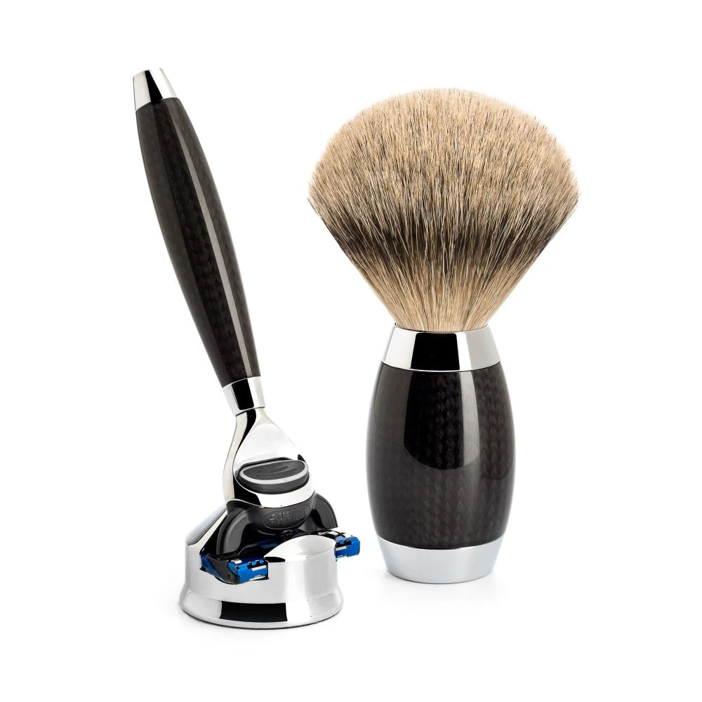 M? Hle Shaving Edition No  1  Barbersæt Med Skraber  Barberkost Og Holder Til Skraber  Carbon