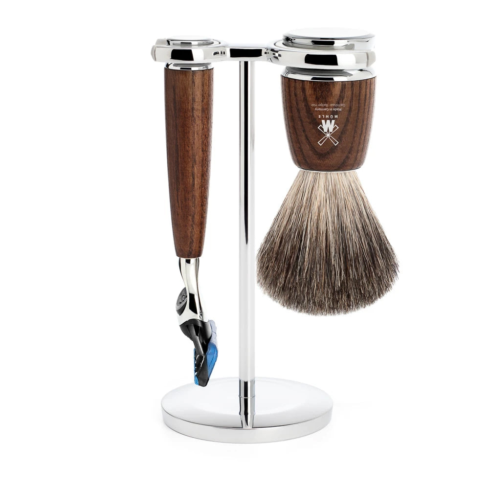 M? Hle Shaving Barbersæt Med Skraber  Barberkost Og Holder  Rytmo  Ask