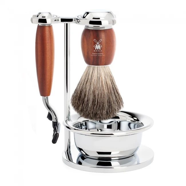 M? Hle Shaving Barbersæt Med Mach3 Skraber  Barberkost  Holder Og Skål  Vivo  Blommetræ