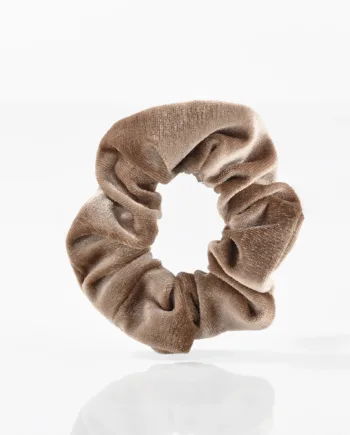 Velour Scrunchies   Beige