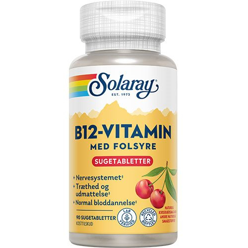 Solaray B12 Vitamin M  Folsyre 90 Tab  Sugetablet