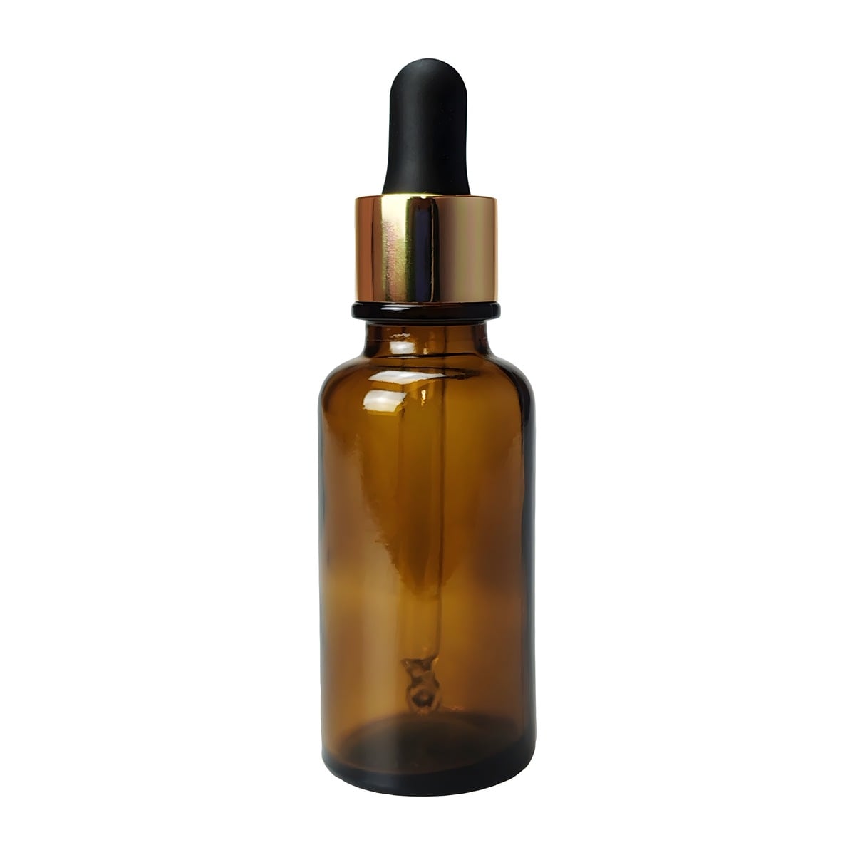 Glasflaske Med Pipettelåg 30 Ml Brun Glas  Guld Kant  Silikone Top   Hedenhus   Beskytter Mod Uv  Tæt Lukning  Elegant Design