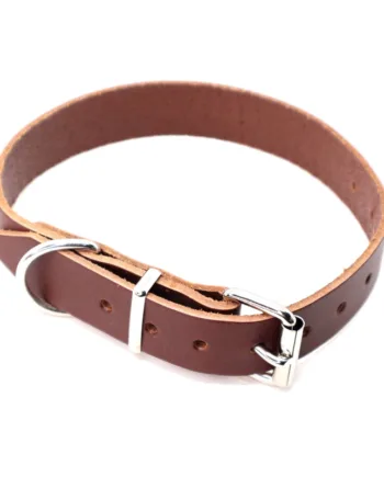 Brunt Hunde Halsbånd I Læder  Halsrem 25 Mm X 50 Cm