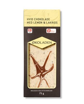 økoladen Chokolade Hvid Lemon Lakrids ø  75g
