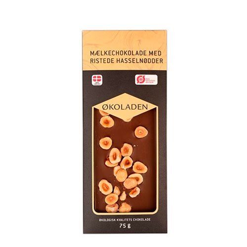 økoladen Mælkechokolade M  Ristede Hasselnødder ø  75g