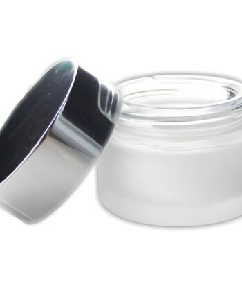 Glas Cremebøtte 50 Ml Mat Glas Med Sølvfarvet Låg  Pp Plast  46 Mm Høj  60 Mm ø   Hedenhus   Genanvendelig  Giftfri