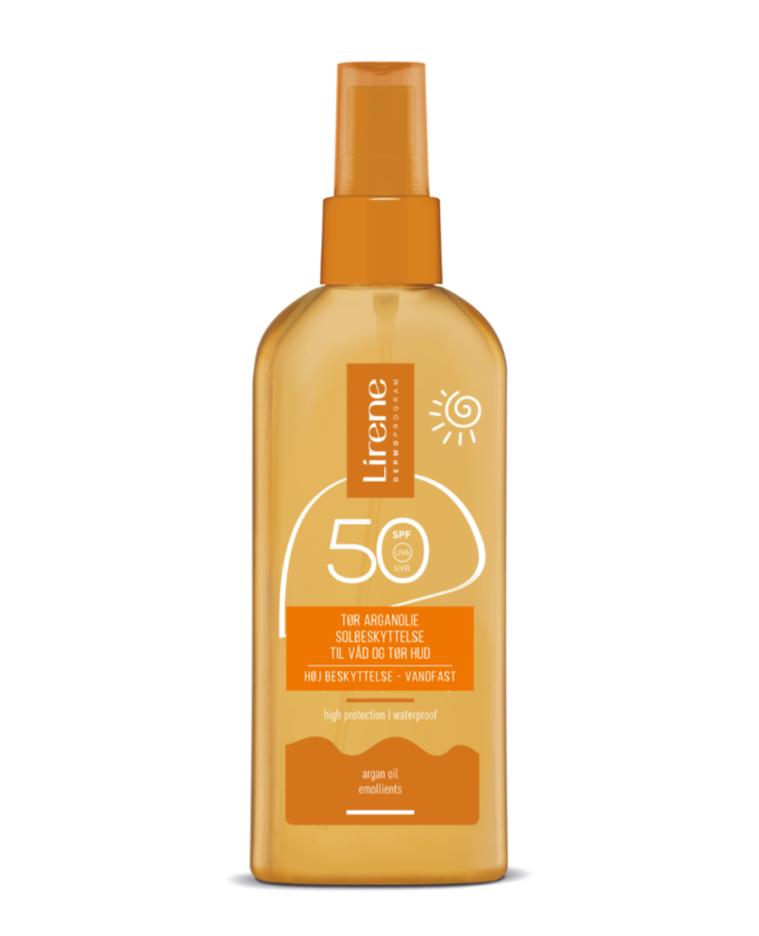 Lirene Solbeskyttelse Dry Argan Oil Til Våd Og Tør Hud Spf 50  150ml