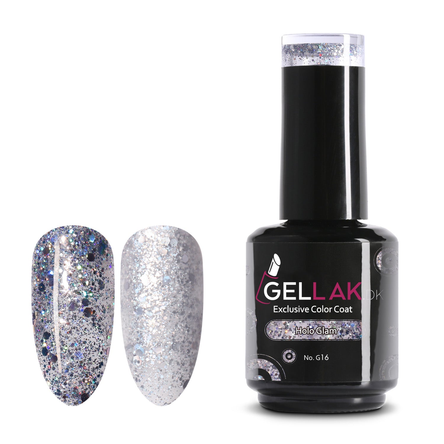 Gel Neglelak Sølv Holographic   15 Ml   Holo Glam No  G16   Gellak Dk