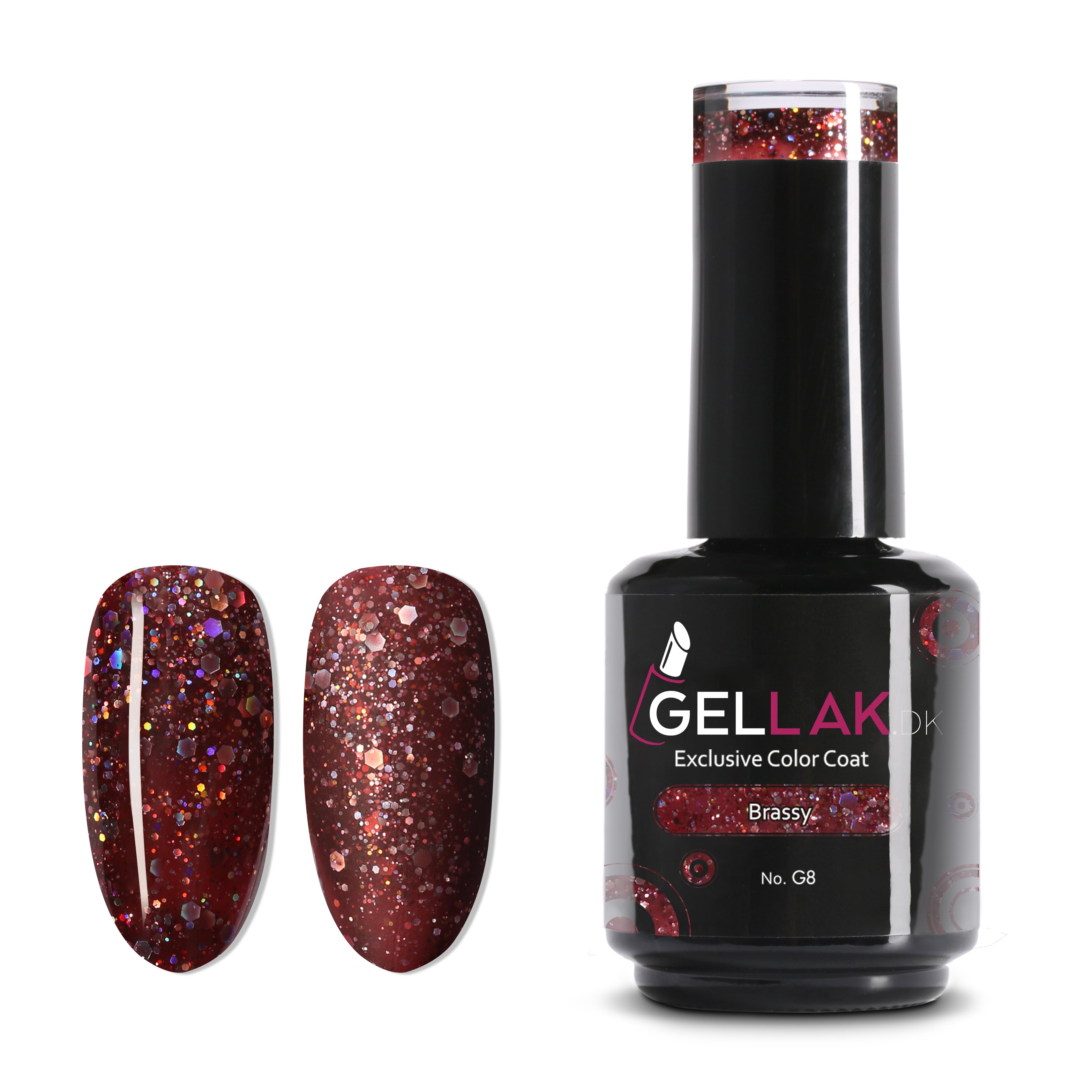Gel Neglelak Rødbrun Glimmer   15 Ml   Brassy No  G8   Gellak Dk