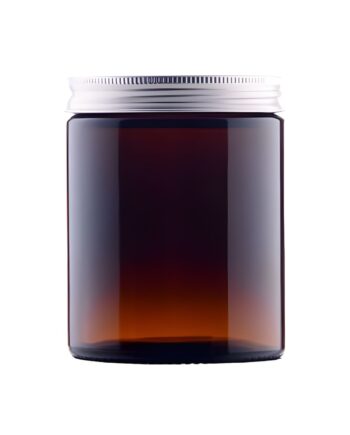 Glas Bøtte 180 Ml Brun Med Aluminium Låg   Tæt Lukning  Kartonpude  Egnet Til Cremer Og Lotions   Hedenhus
