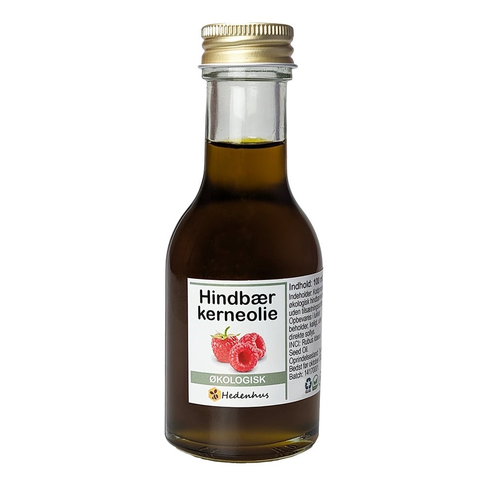 Hindbærkerneolie økologisk 30 Ml Koldpresset Blødgørende Hudplejeolie   Hedenhus   Rig På Omega 3  Til Tør Og Moden Hud