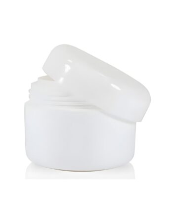 Plast Bøtte 50 Ml Hvid Med Indvendigt Klart Låg  Hård Pp Plast   Hedenhus   Giftfri  Lugtfri  Genanvendelig  ø58 Mm  H47 Mm
