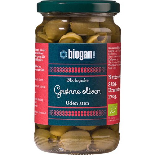 Oliven Grønne U  Sten øko    340 Gram