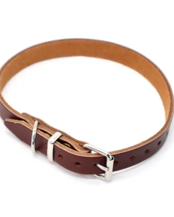 Brunt Hunde Halsbånd I Læder  Halsrem 16 Mm X 45 Cm