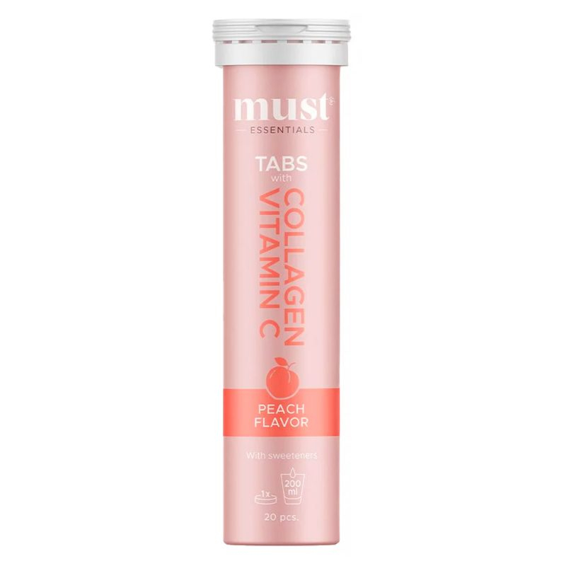 Must Essentials Collagen   Vitamin C Tabs   Peach 20 Stk
