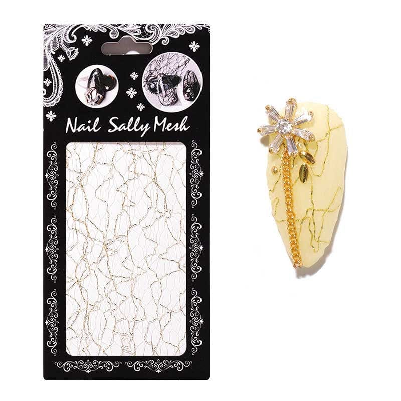 Nail Art   Mesh I Guld Hvid