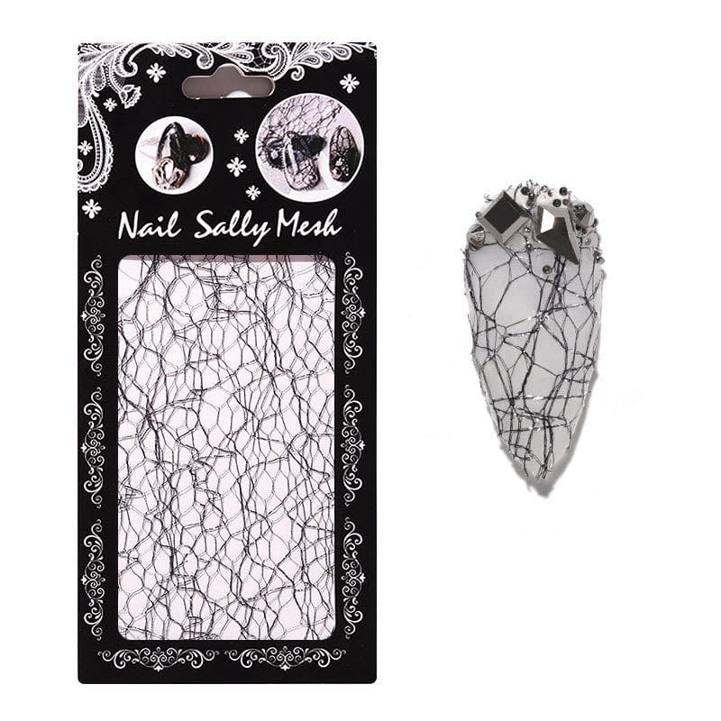 Nail Art   Mesh I Sort Sølv