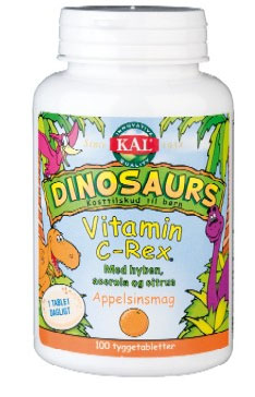 Dinosaurs Vit  C Rex Tygge Børn   100 Tabl