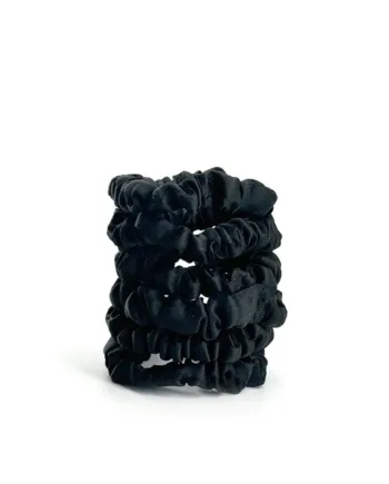 6 Pak Soft Satin Scrunchies Small   Black