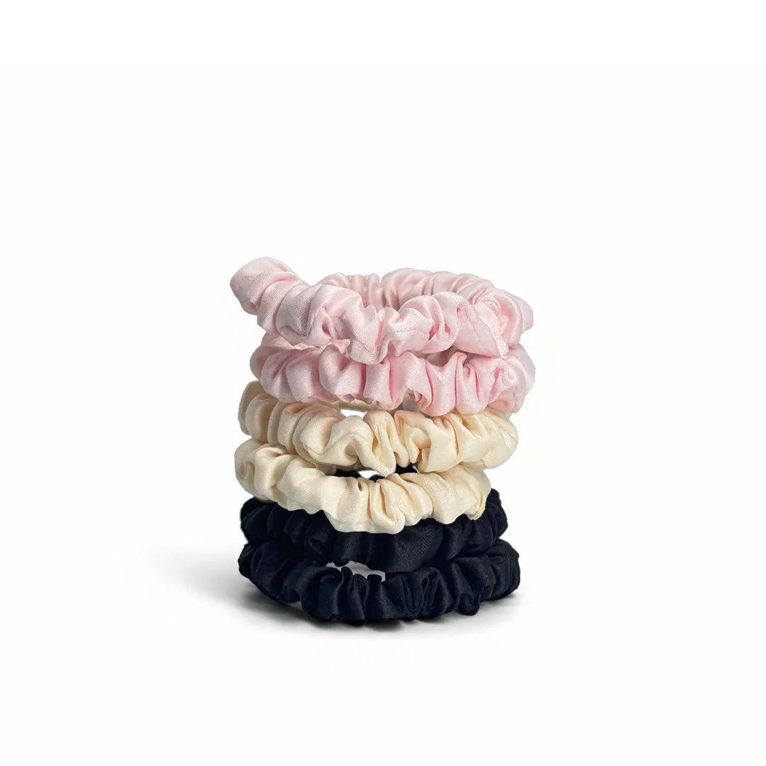 6 Pak Soft Satin Scrunchies Small   Blush