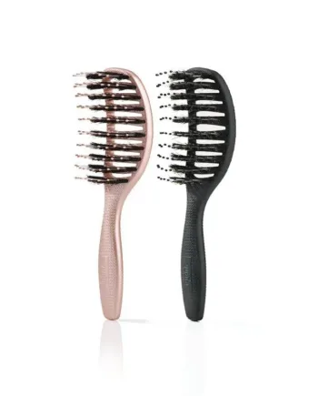 Mini Curvy Brush   Hårbørste Med Vildsvinehår   Soft Black   Shiny Rose  Spar 16