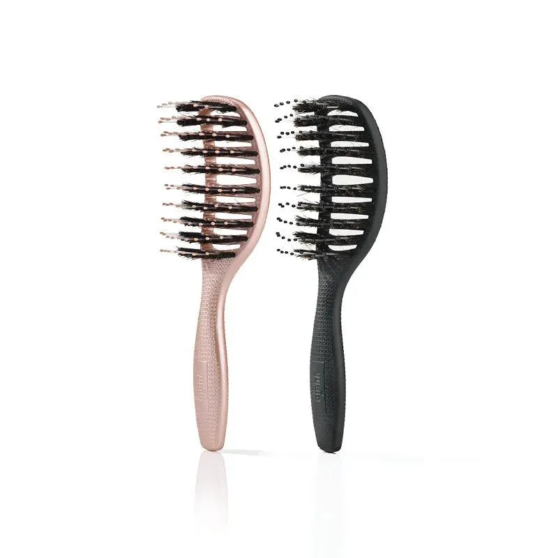 Mini Curvy Brush   Hårbørste Med Vildsvinehår   Soft Black   Shiny Rose  Spar 16