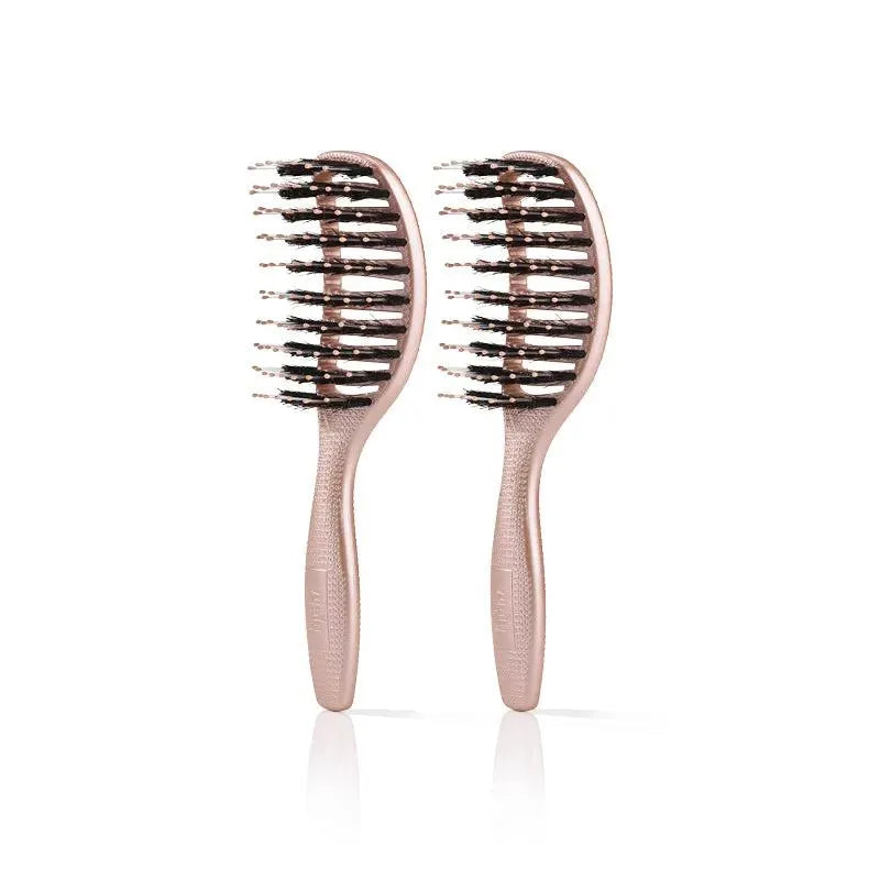 Mini Curvy Brush   Hårbørste Med Vildsvinehår   2 Stk Shiny Rose  Spar 16