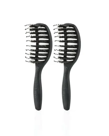 Mini Curvy Brush   Hårbørste Med Vildsvinehår   2 Stk Soft Black  Spar 16