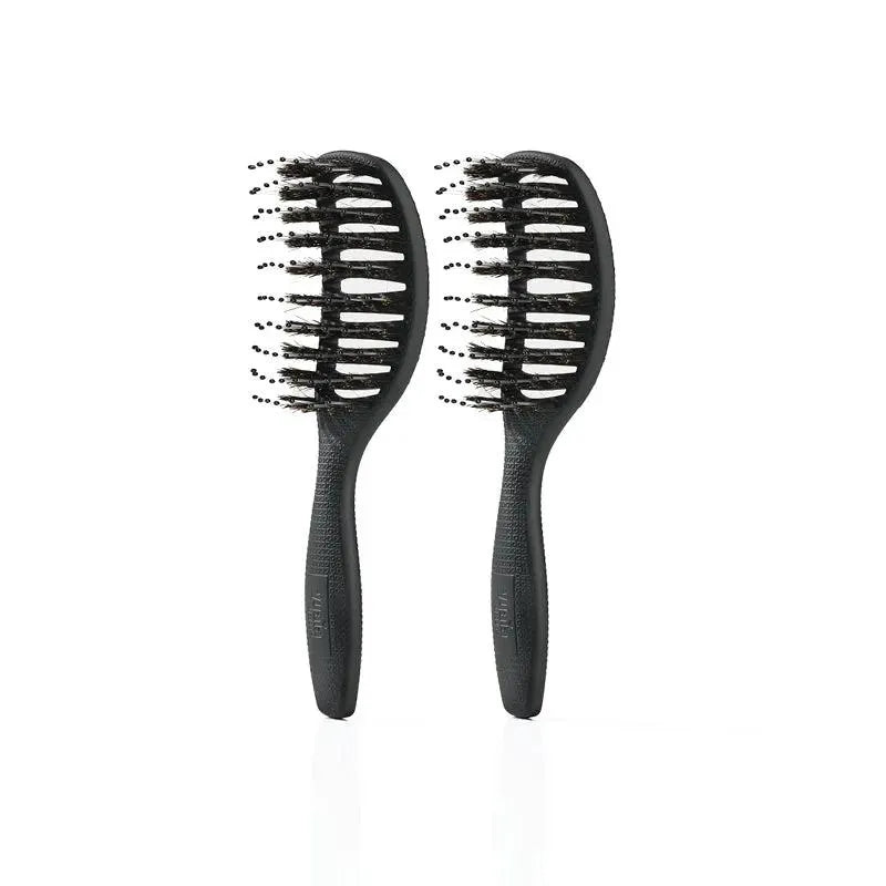 Mini Curvy Brush   Hårbørste Med Vildsvinehår   2 Stk Soft Black  Spar 16