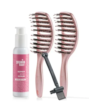 Ultimative Detangler Sæt   2 Stk Shiny Rose  Gratis Hårserum Og Cleaning Brush