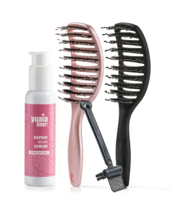 Ultimative Detangler Sæt   Shiny Rose   Soft Black  Gratis Hårserum Og Cleaning Brush